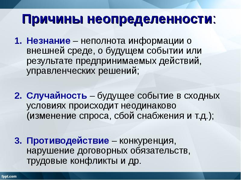 План действий в условиях неопределенности набор правил