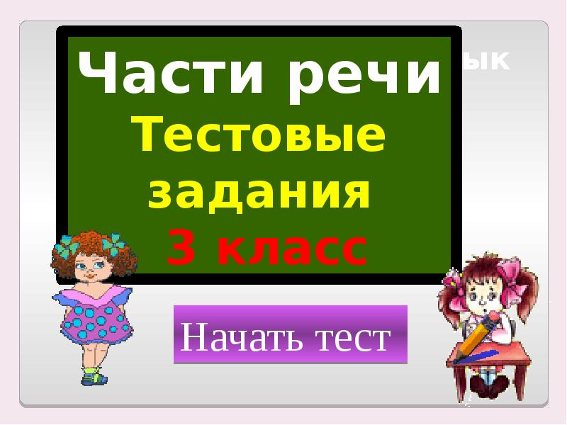 Тест части речи 3 класс презентация