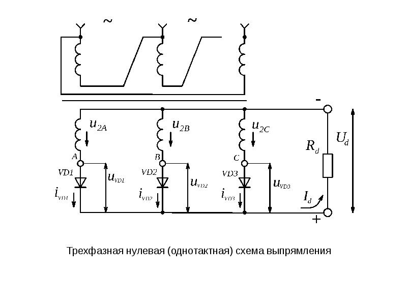 Трехфазная нулевая схема выпрямления