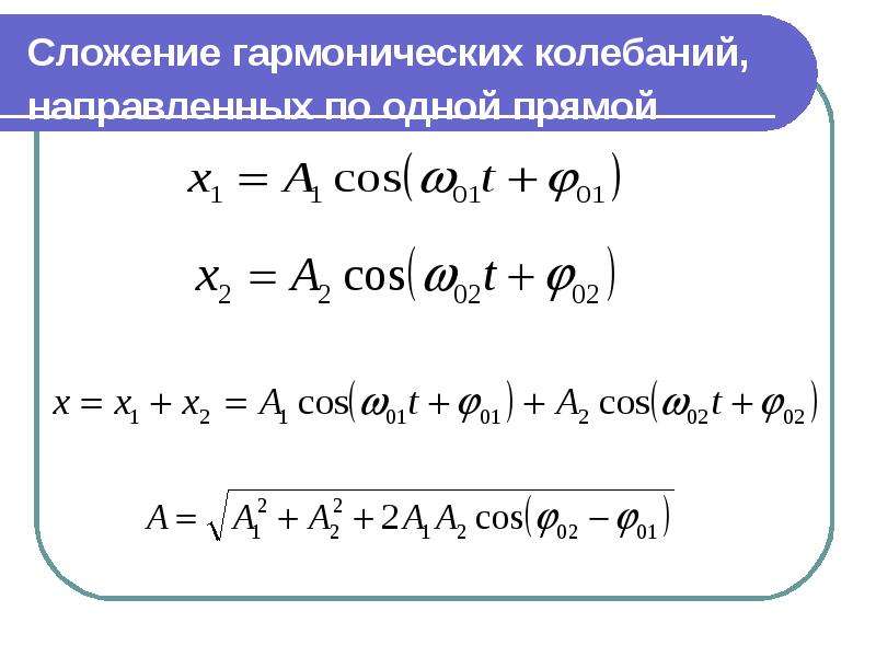 Смещение гармонических колебаний