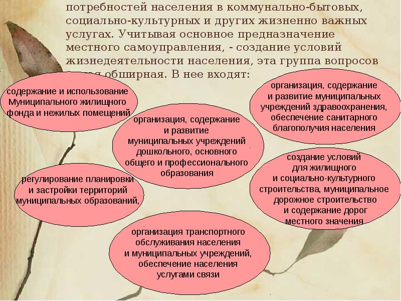 Содержание понятие социальный. Предметы ведения местного самоуправления. Потребности населения. Понятие и предметы ведения местного самоуправления. Нужды населения.