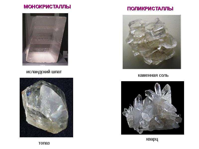 Примеры монокристаллов. Кристаллы монокристаллы и поликристаллы. Кварц -исландский шпат. Монокристаллы исландского шпата. Моно Кристаллы и подокресталы.