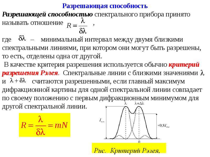 Оценочный расчет разрешающей способности изображения