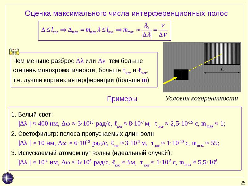 Порядок чередования цветов на интерференционной картине при освещении пленки белым светом