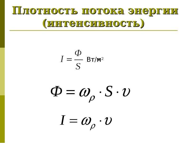 Плотность потока энергии интенсивность