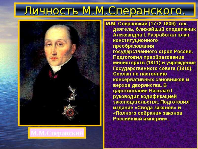 Сперанский подготовил. М Сперанский при Александре 2. Сперанский краткая биография.