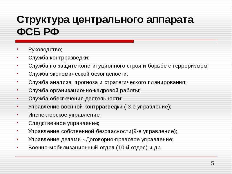 Схема структуры фсб