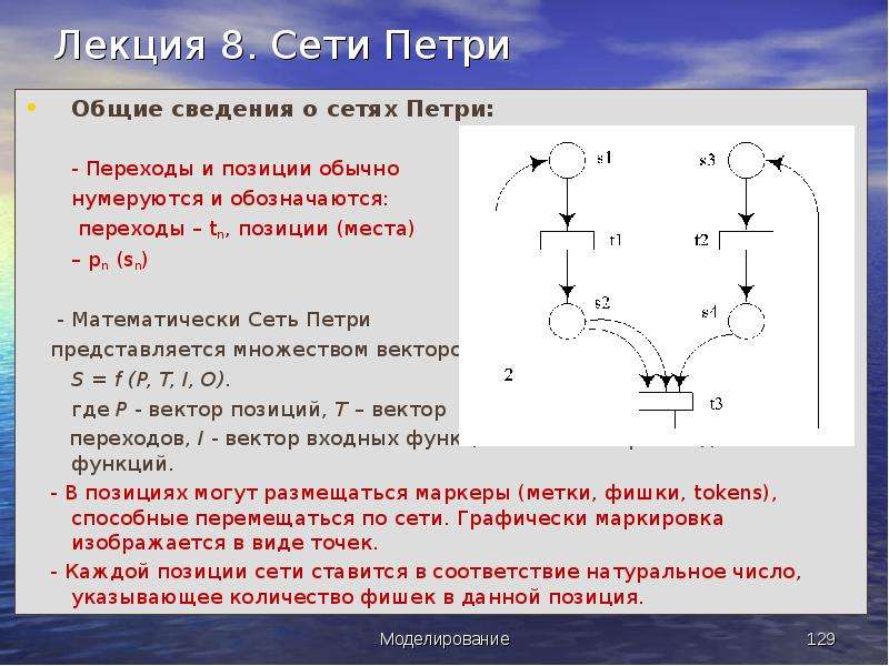 Метод петри. Сеть Петри светофор 4 фазы. Имитационная модель сети Петри. Математическое описание сеть Петри. Начальная разметки сети Петри.