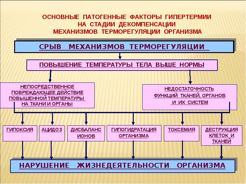 Схема нарушение теплового баланса