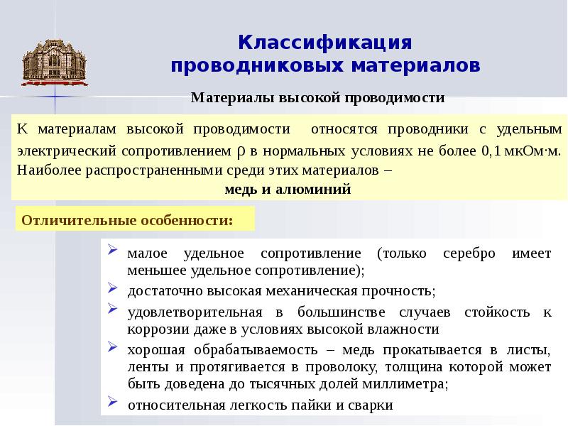 Классификация проводниковых материалов презентация