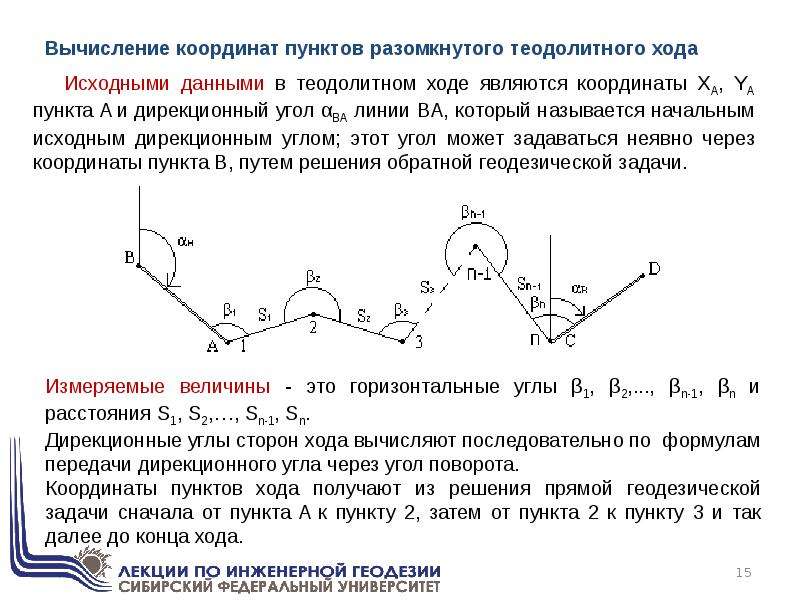 Назовите прием уплотнения разомкнутого. Вычисление дирекционных углов сторон теодолитного хода. Разомкнутый теодолитный ход расчет формула. Контроль вычисления дирекционных углов сторон теодолитного хода. Как вычислить дирекционные углы замкнутого теодолитного хода.