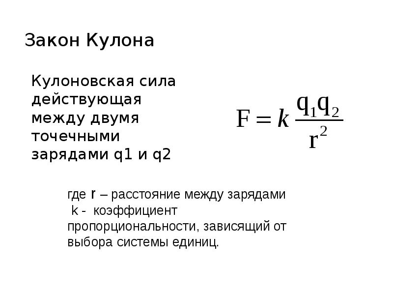 Виды законов кулона