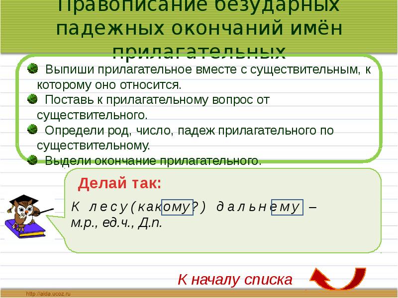 Что надо знать чтобы верно написать окончание имени прилагательного проект 4