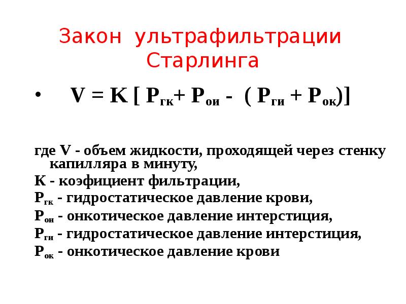 Обмен жидкости через стенку капилляра