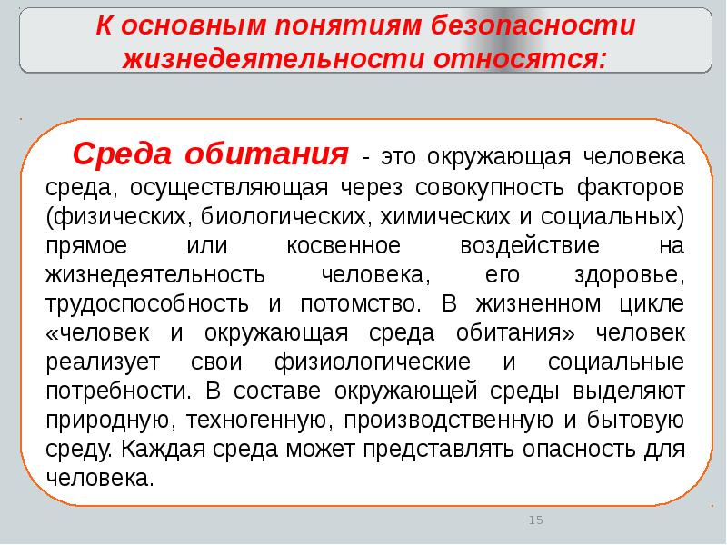 Экологические основы безопасности жизнедеятельности человека в среде обитания презентация