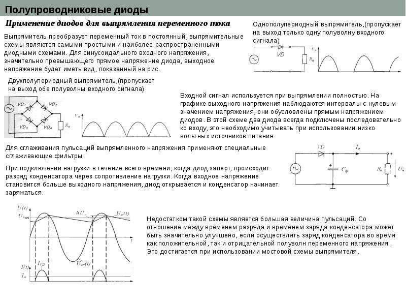 Какие диоды применяют для выпрямления переменного тока