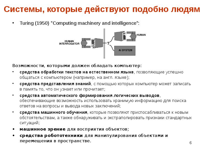 Направление системы искусственного интеллекта. Искусственного интеллекта для обработки текстовых документов:. Computing Machinery and Intelligence.