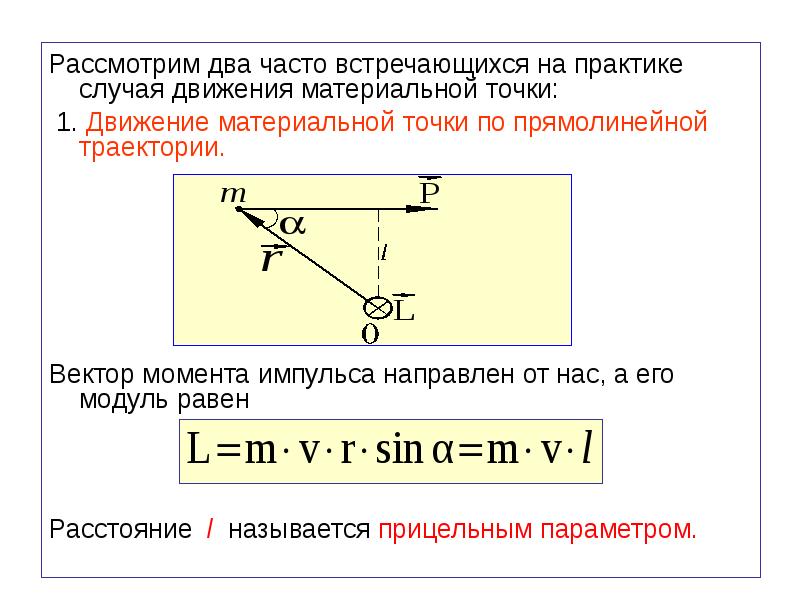 Момент движения материальной точки