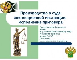 Производство в суде апелляционной инстанции. Исполнение приговора
