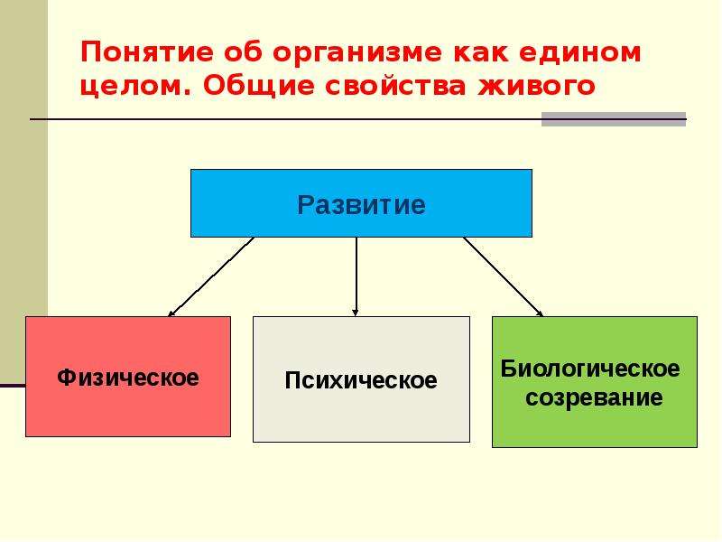 Понятие об организме. Биологическое созревание это. Понятие об организме как едином целом Общие свойства живого. Основные свойства развития.