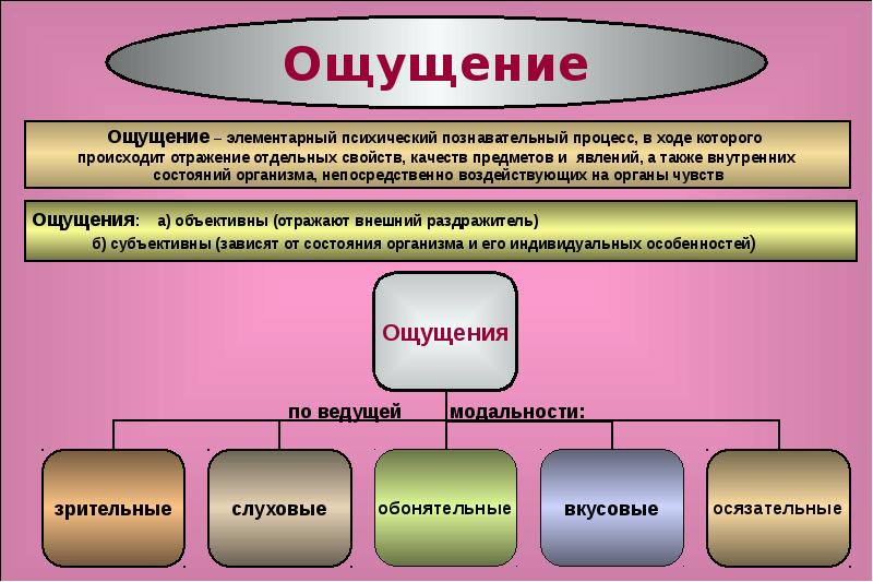 Ощущение психология презентация