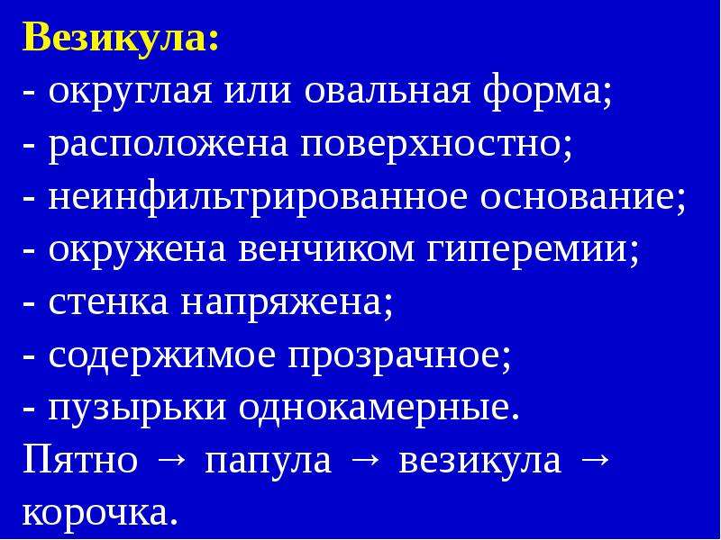 4 везикула. Везикула характеристика. Однокамерные везикулы. Характеристика папула, везикула.