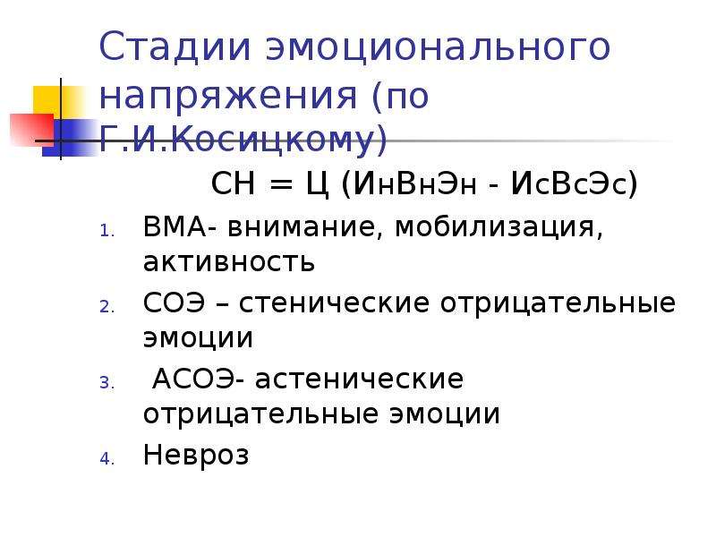 Эмоциональные этапы. Стадии эмоционального напряжения. Вторая стадия эмоционального напряжения. Степени эмоционального напряжения по Косицкому. Фазы эмоционального стресса.