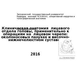 Клиническая анатомия лицевого отдела головы, применительно к операциям на лицевом черепе: околоносовых пазухах и височно- нижнече