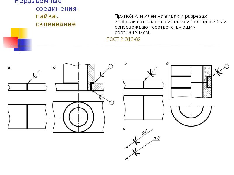 Изображение соединений на чертеже