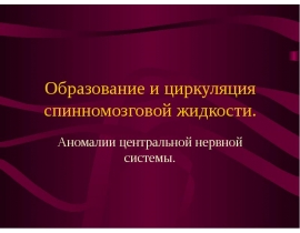 Образование и циркуляция спинномозговой жидкости