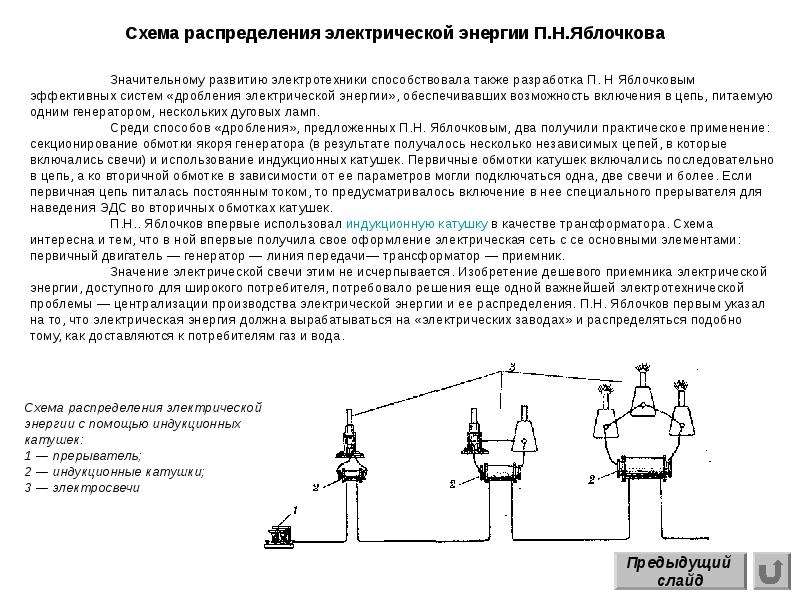 Схема распределения электрической энергии