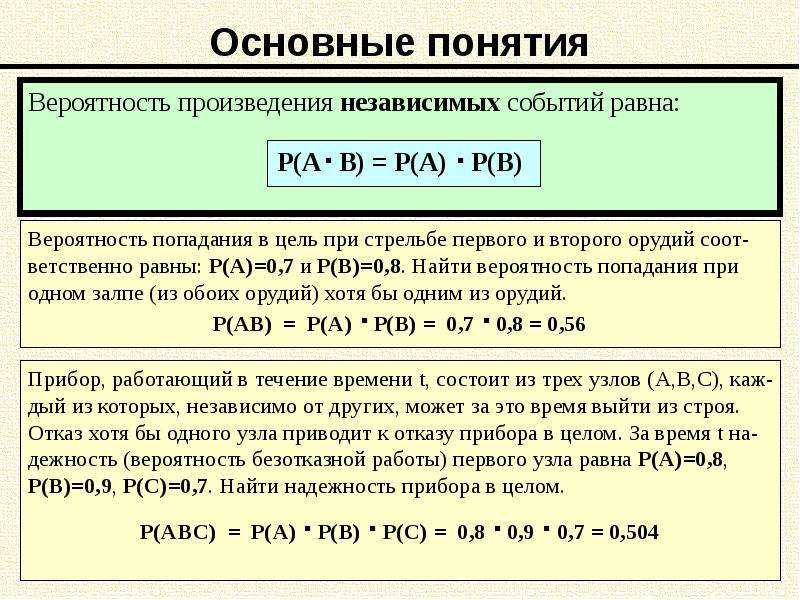 Теория вероятности номер 93. Основные понятия теории вероятностей. Теория сложения и умножения вероятностей. Введение в теорию вероятностей. Правила сложения и умножения вероятностей.