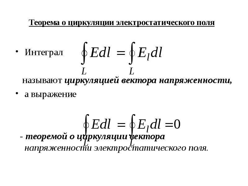 Циркуляция вектора напряженности электрического поля