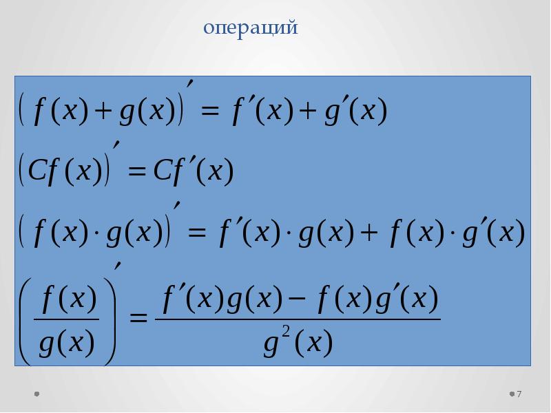 Свойства производной