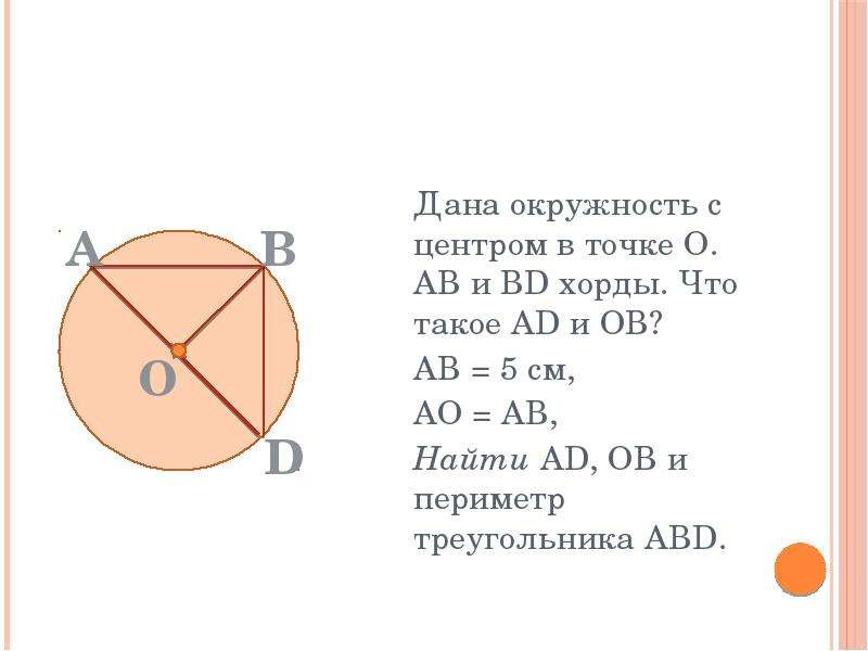 Даны окружность и отрезок. Дано окружность с центром в точке о. Дана окружность с центром в точке о. Ab - хорда окружности с центром в точке o.