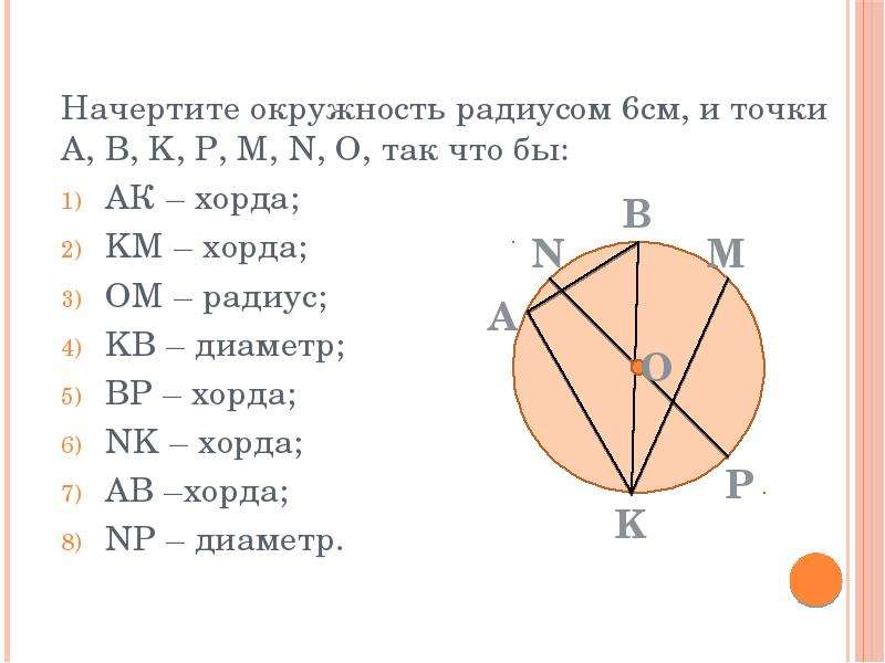 На окружности радиуса 3 отмечена. Начертить окружность радиусом 6 см. Круг радиусом 6 см.