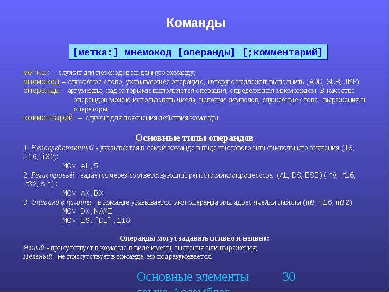 Операнды в системах счисления. Мнемокод. Мнемокод команды. Мнемокод команд ассемблера. Мнемокод ЭВМ.