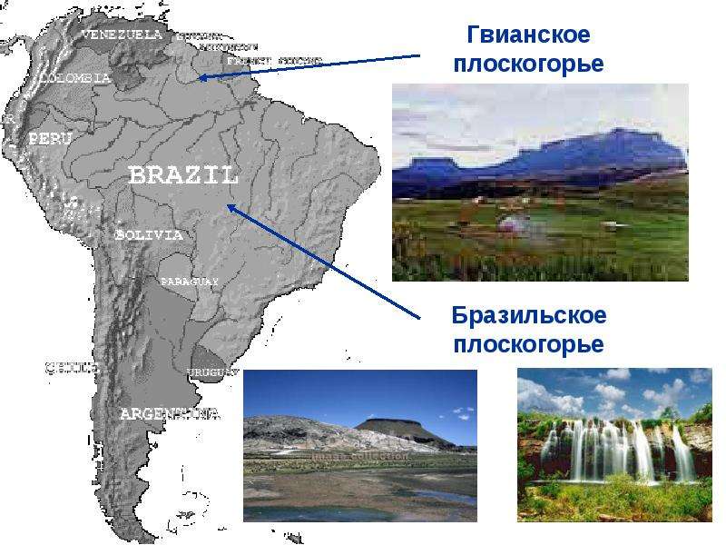 План характеристики формы рельефа южной америки