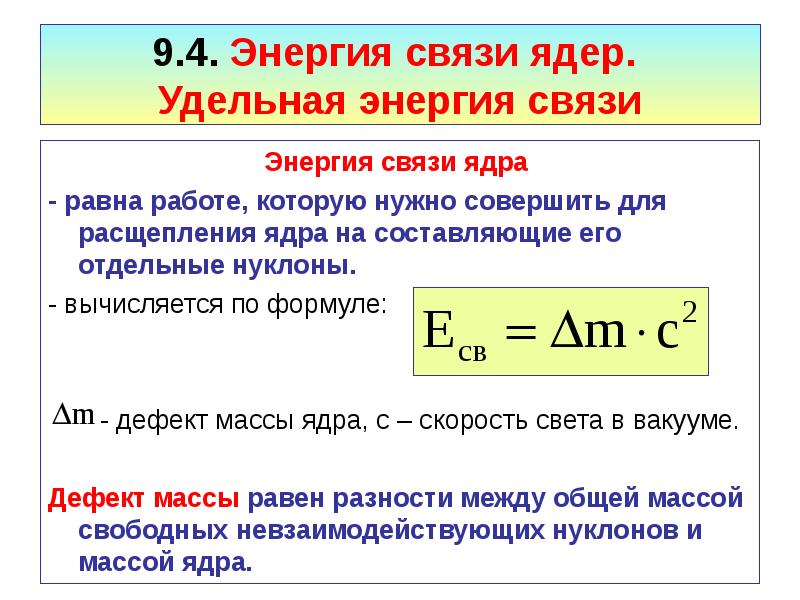 Энергия связи нуклонов в ядре