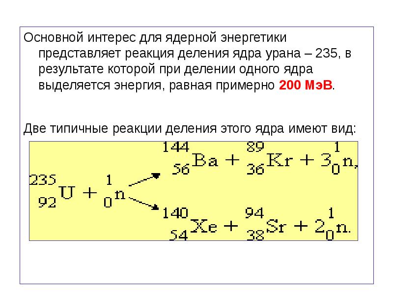 Реакция деления 235