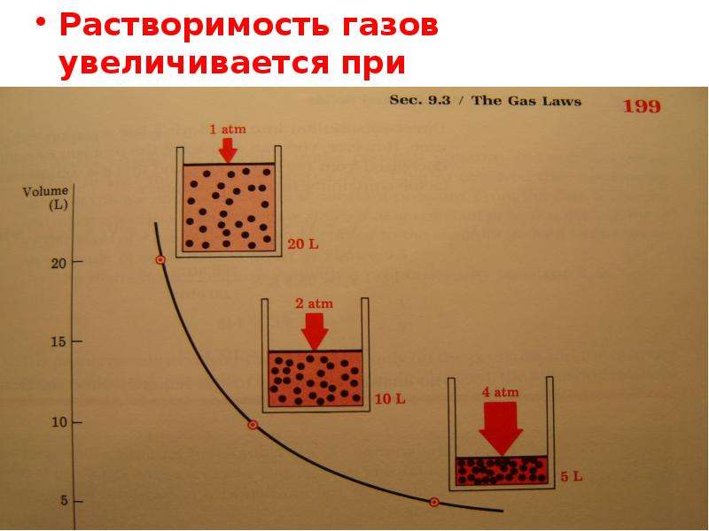 Увеличивающихся газов в. Растворимость газов при повышении давления. При повышении давления растворимость газов увеличивается. Растворимость газа при увеличении давления. Давление увеличивается ГАЗ расширяется.