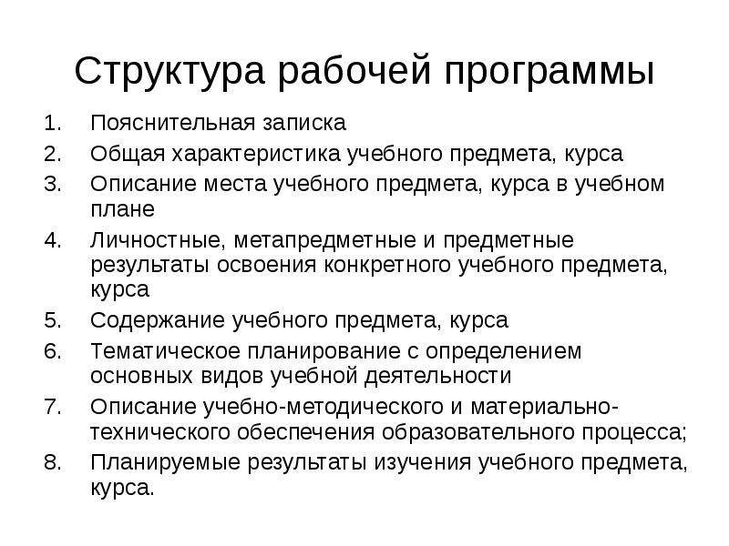 Структура рабочей