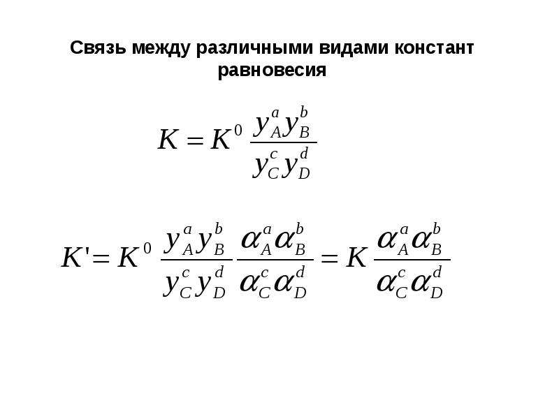 Закон действующих масс в растворах электролитов.