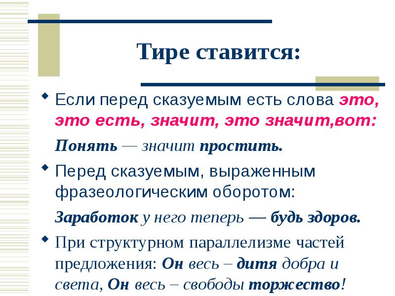 Тире между подлежащим и сказуемым 5 класс презентация