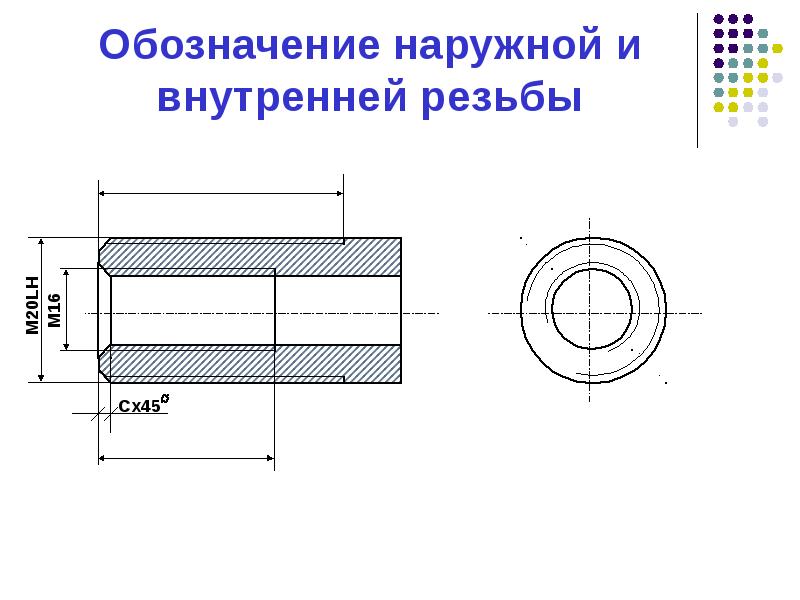 Резьба lh. Резьба Инженерная Графика теория. Резьба 20 Инженерная Графика. Обозначение внутренней и наружной резьбы. Внутренняя и внешняя резьба.