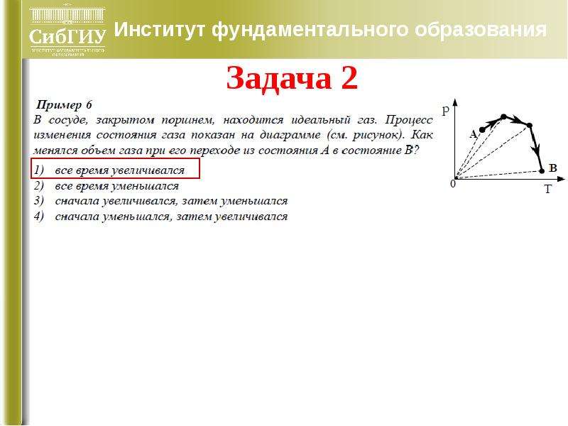 В сосуде закрытом поршнем находится идеальный газ на рисунке показан график зависимости объема