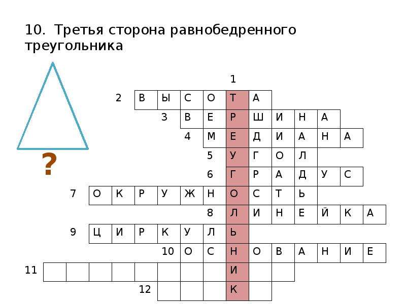 Кроссворд по геометрии