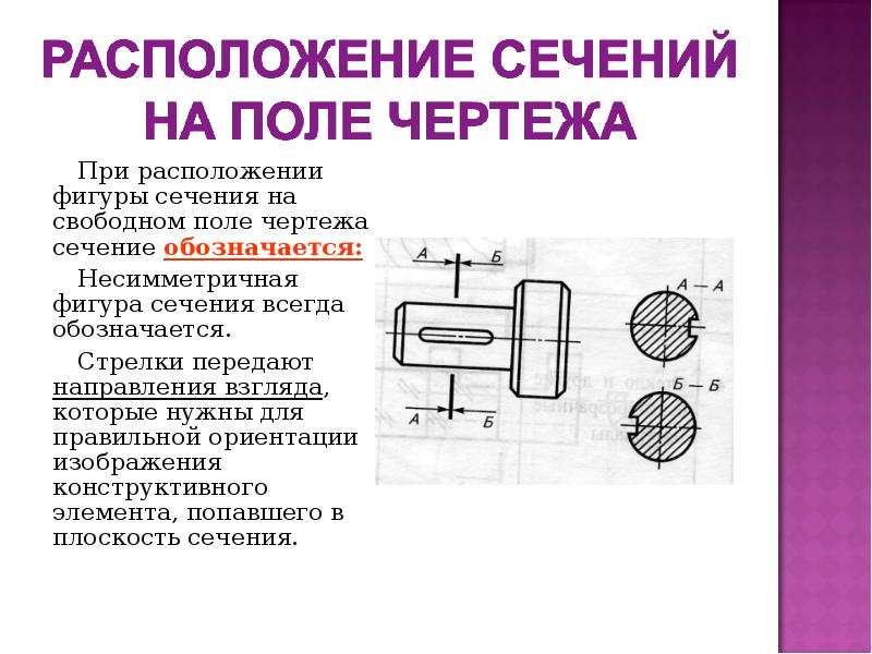 Продольное сечение на чертеже