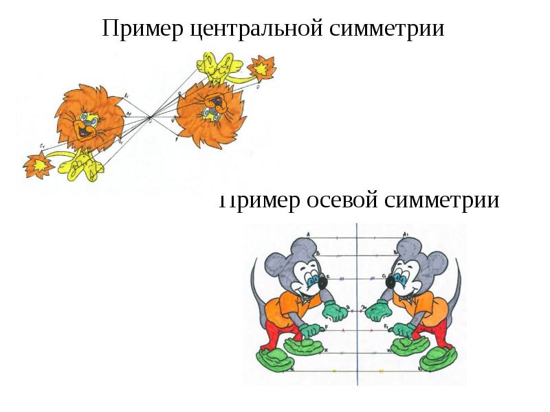 Отличие центрального. Осевая и Центральная симметрия. Центральная симметрия примеры. Осевая и Центральная симметрия примеры. Пример центральной и осевой Семетри.