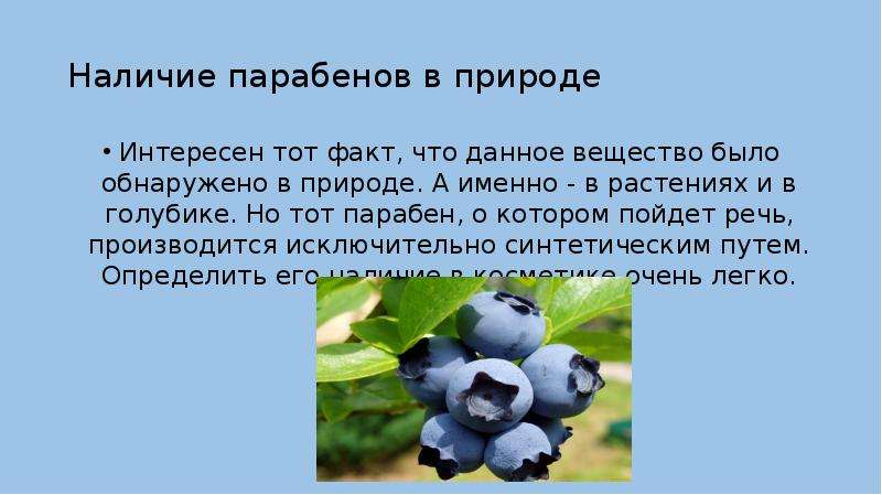 Данное вещество. Какое из веществ не существует в природе а производится людьми. Проект по парабенам. Парабены содержатся в голубике.